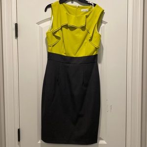 Calvin Klein Womens 2 Toned Sleeveless Ruffle Dress Size 6